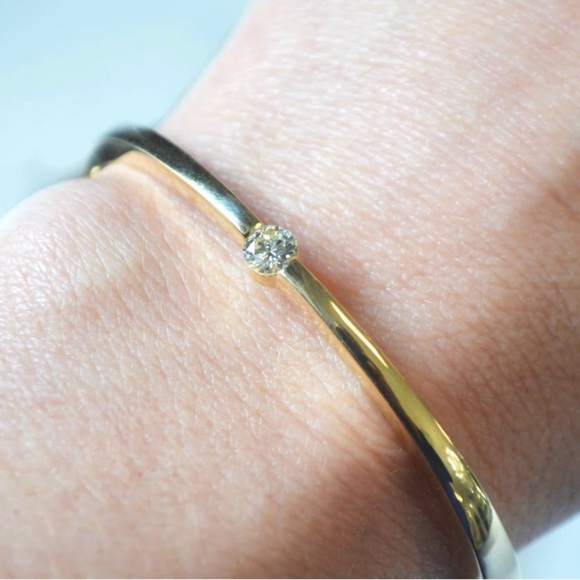 Women’s 14k Yellow Gold Diamond Bracelet Bangle by Sabrina - Picture 3 of 15